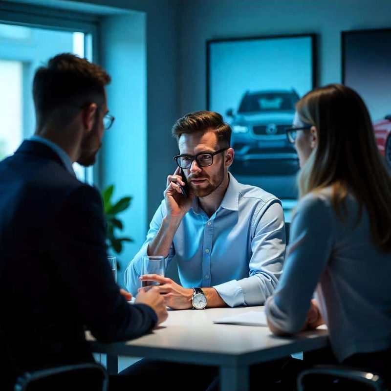 Riunione business automotive Tre colleghi al tavolo discutendo strategie di business. Dealer Cloud di Aeonvis basato su tecnologia Salesforce, è in grado di raccogliere ed ottimizzare tutti i punti di contatto digitali ed elaborare azioni di marketing mirate.