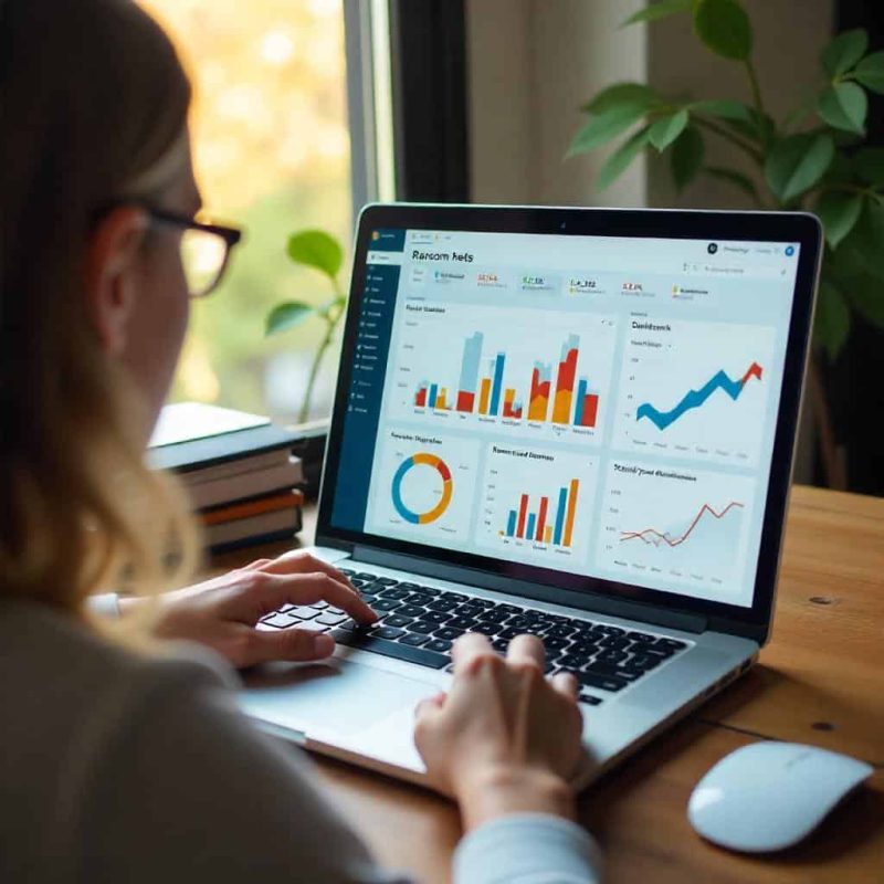 Docente con dashboard Una docente consulta una dashboard avanzata per la gestione studenti. Aeonvis ha personalizzato un verticale del CRM Salesforce che permette di migliorare la gestione degli studenti, dall’immatricolazione alla certificazione finale